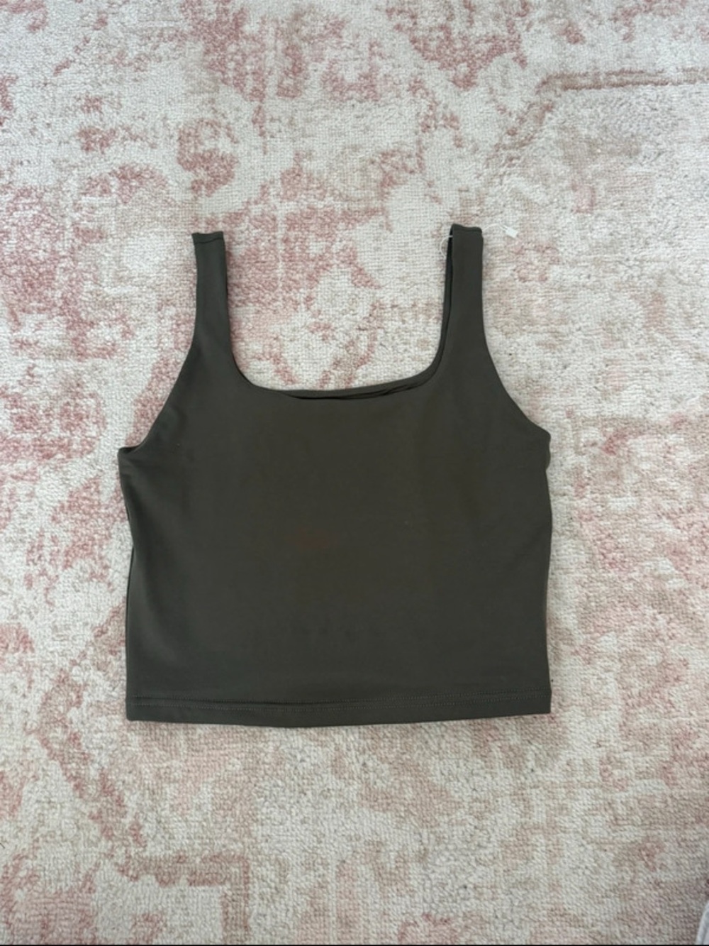 ReoRia Army Green Square-Neck Crop Tank